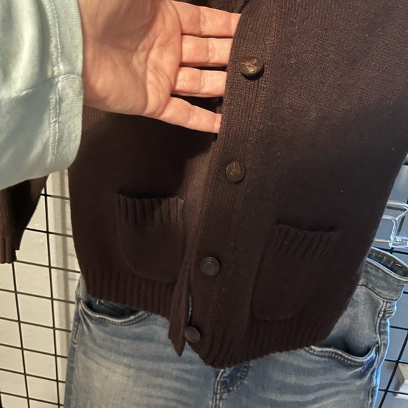 J. Crew Deep Brown Women's Cardigan with contrasting elbow patches - Picture 2 of 5